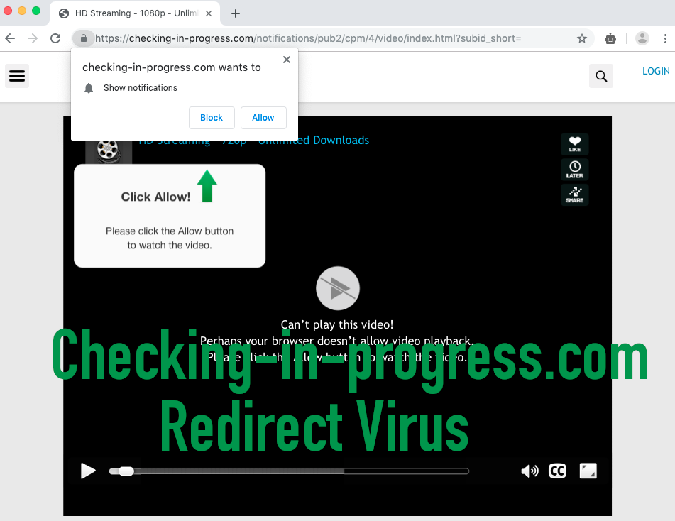 Checking-in-progress.com Redirect Virus removal