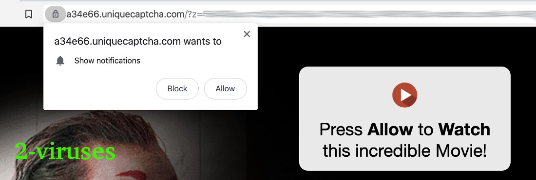"Press allow to watch this incredible movie" page