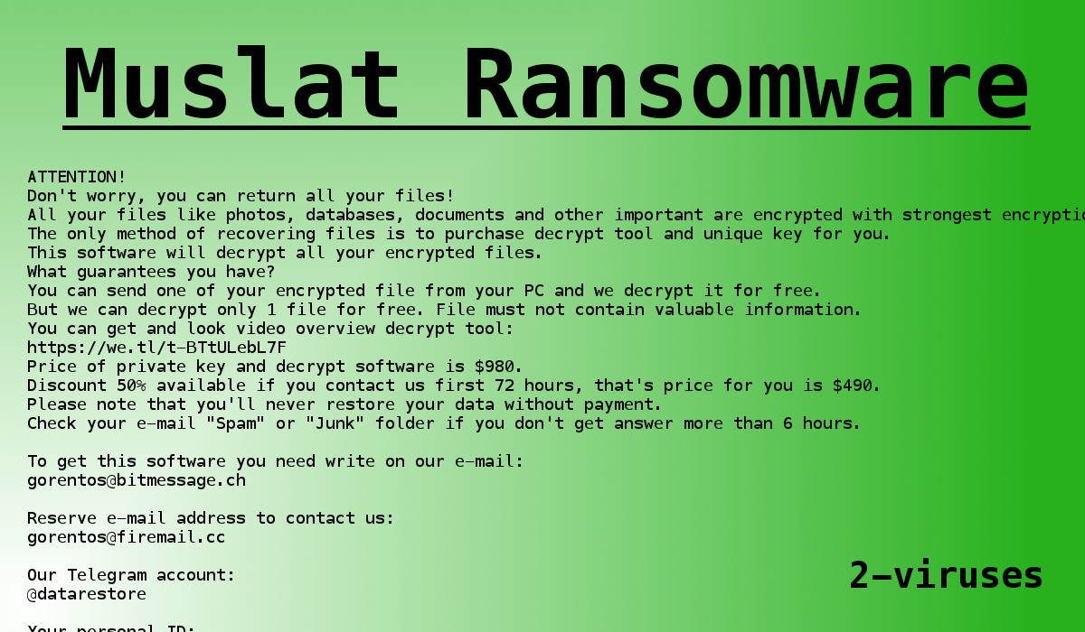 the ransom note from the Muslat virus