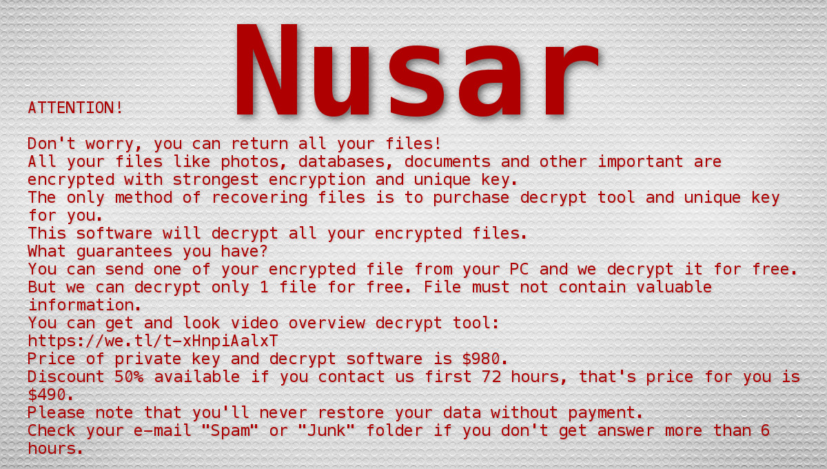 nusar ransom text