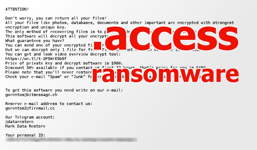 Access Ransomware (.access files) - Dedicated 2-viruses.com