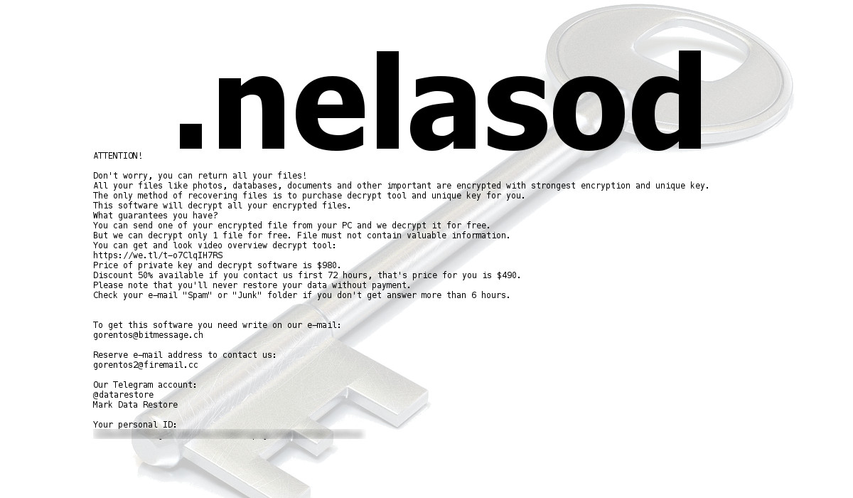 .nelasod, ransom note text