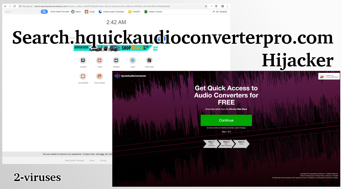 search.hquickaudioconverterpro.com new tab and installation page screenshots, search.hquickaudioconverterpro.com hijacker