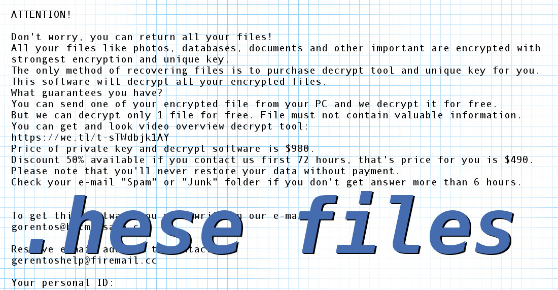 ".hese files", the ransom note text