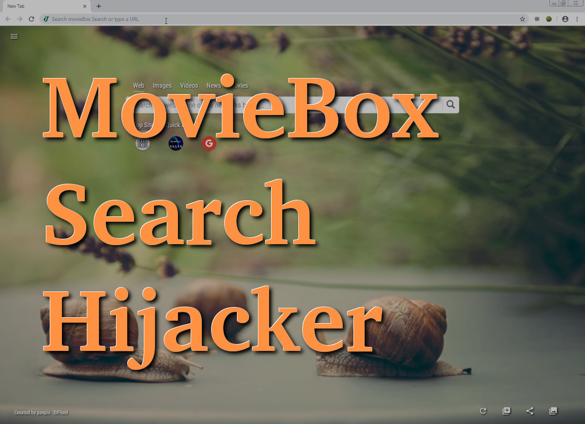 MovieBox search hijacker, MovieBox now new tab page screenshot