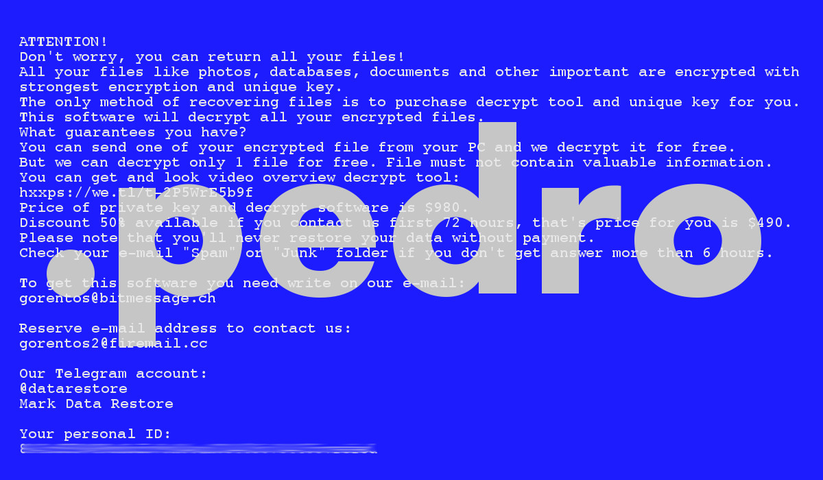 .pedro, ransom note text