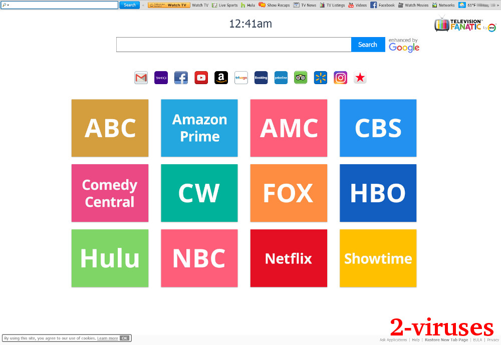 TelevisionFanatic new tab page