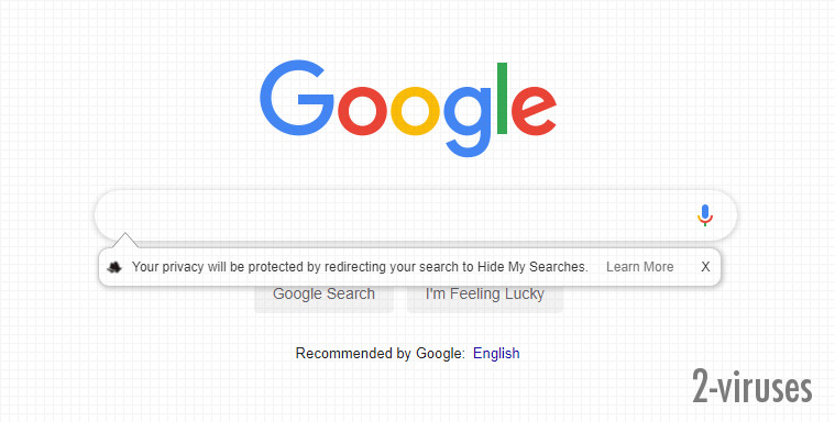 Hide My Searches redirects you