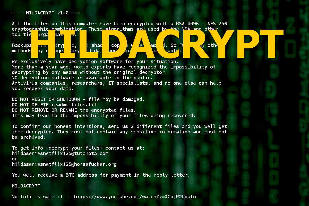 HildaCrypt, ransom note