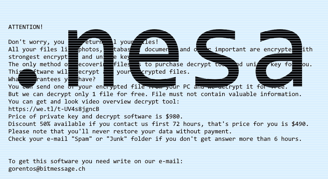 ".nesa", the ransom note text
