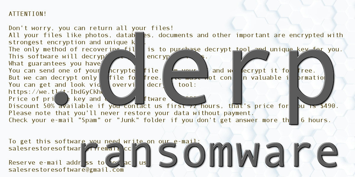 ".derp ransomware", the ransom note