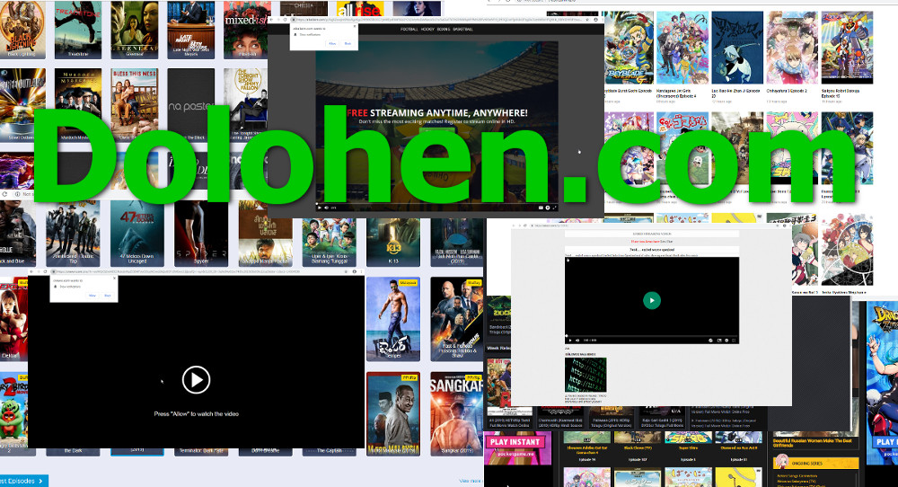 "Dolohen.com", streaming site screenshots, malicious websites