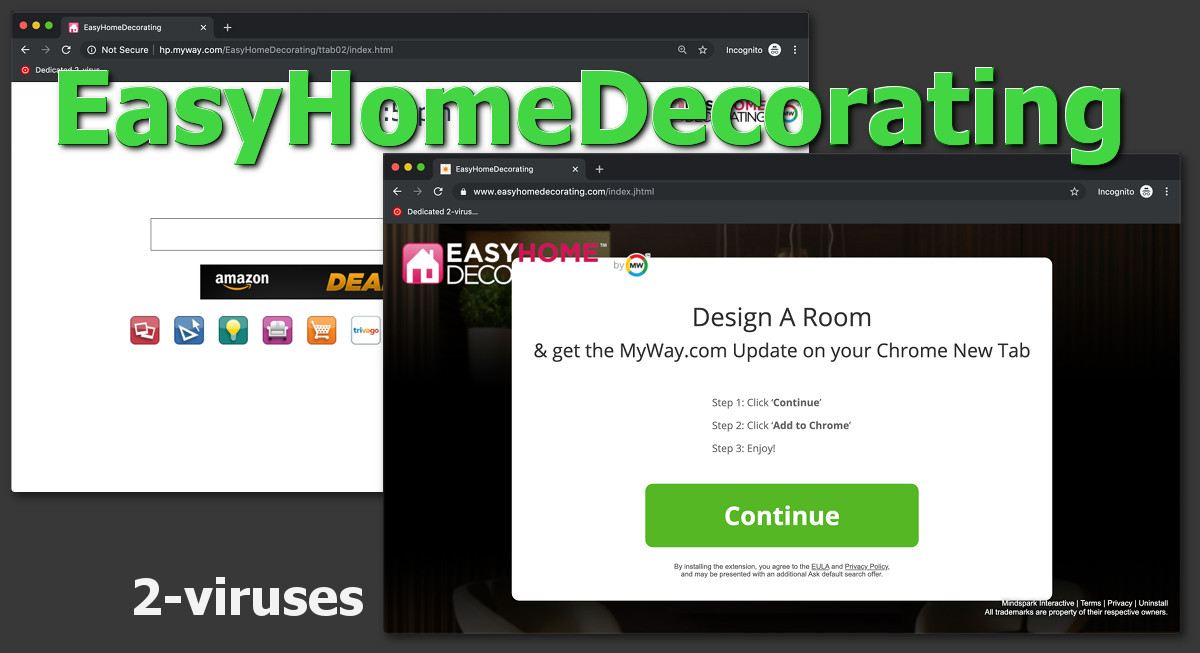 "EasyHomeDecorating", th enew tab page and the installation site