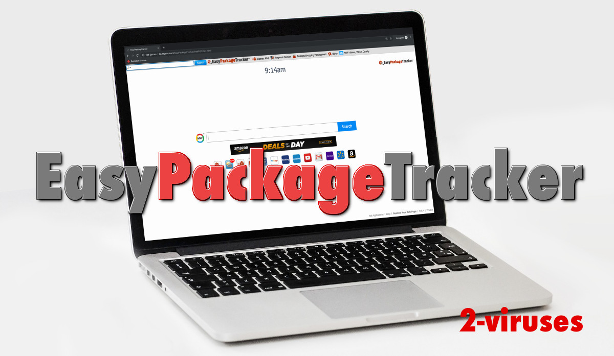 EasyPackageTracker, the new tab page on a laptop screen