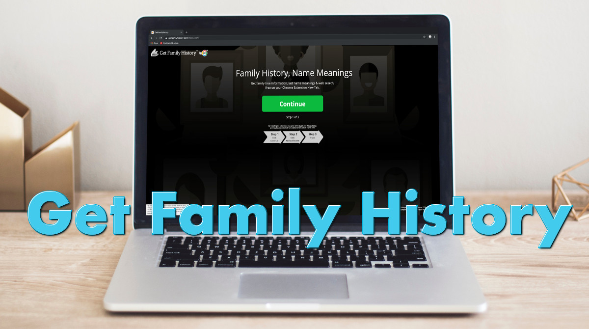 "Get Family History", installation page on a laptop screen