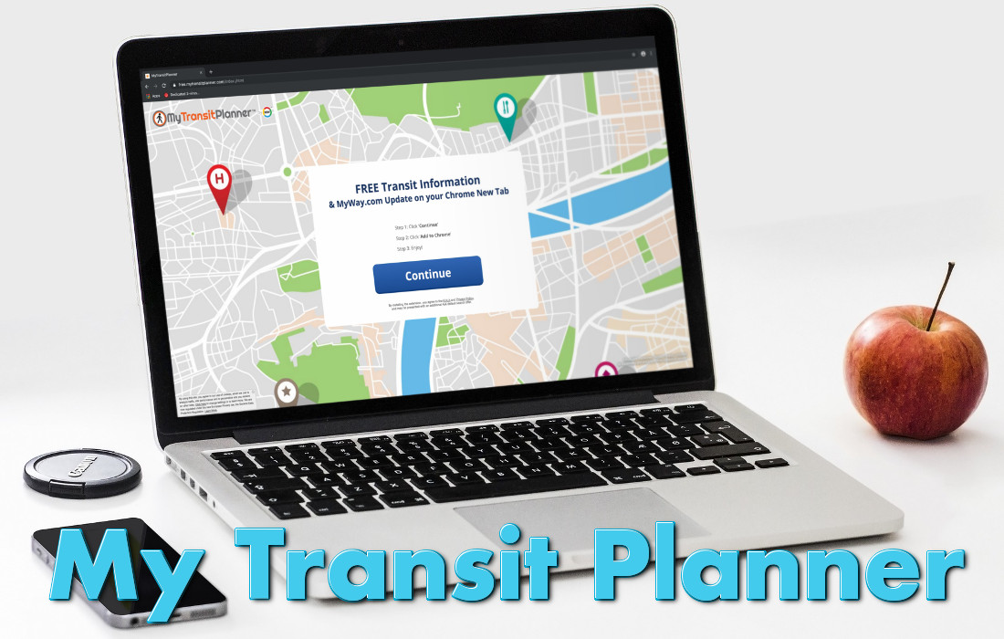 "My Transit Planner", the installation page on a laptop screen