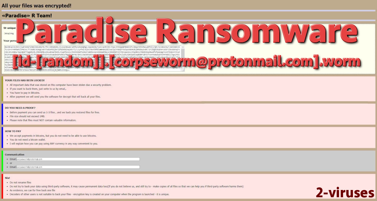 "paradise ransomware", the ransom note