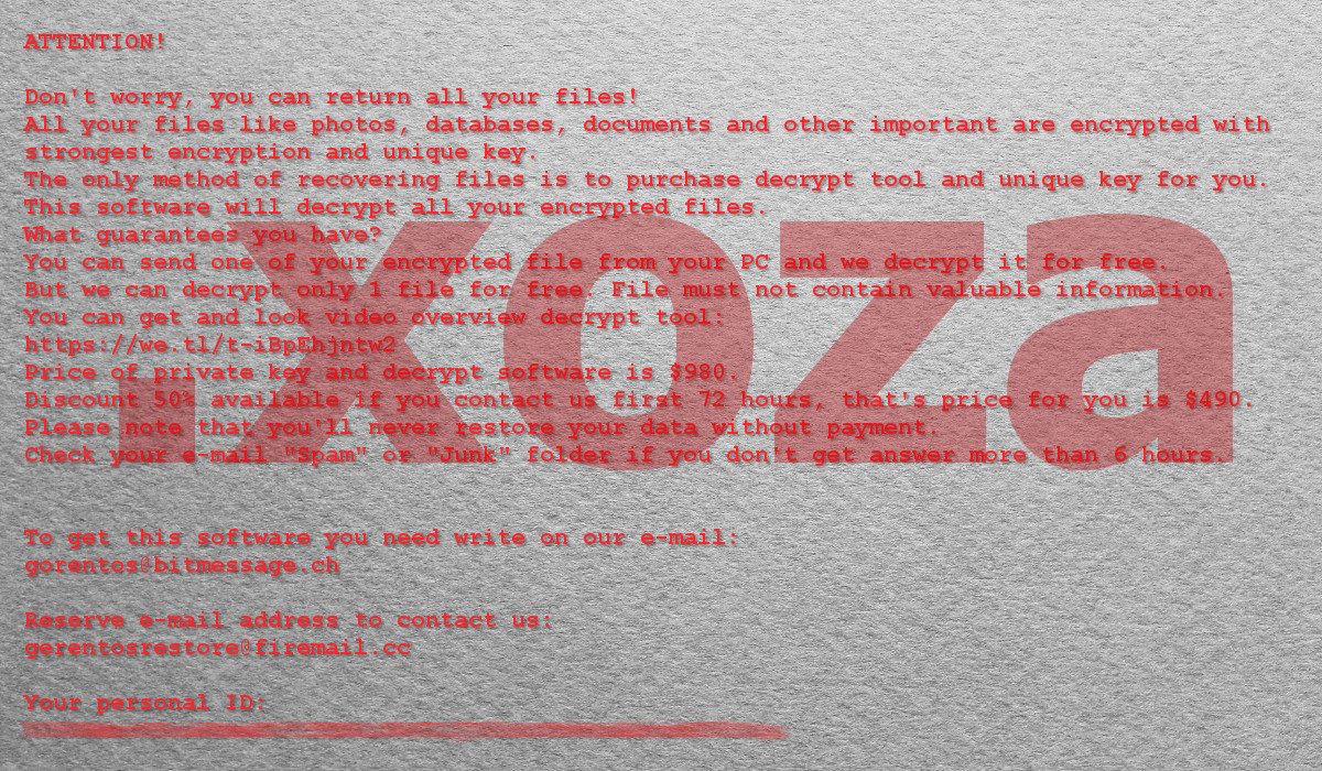 ".xoza", the ransom note text