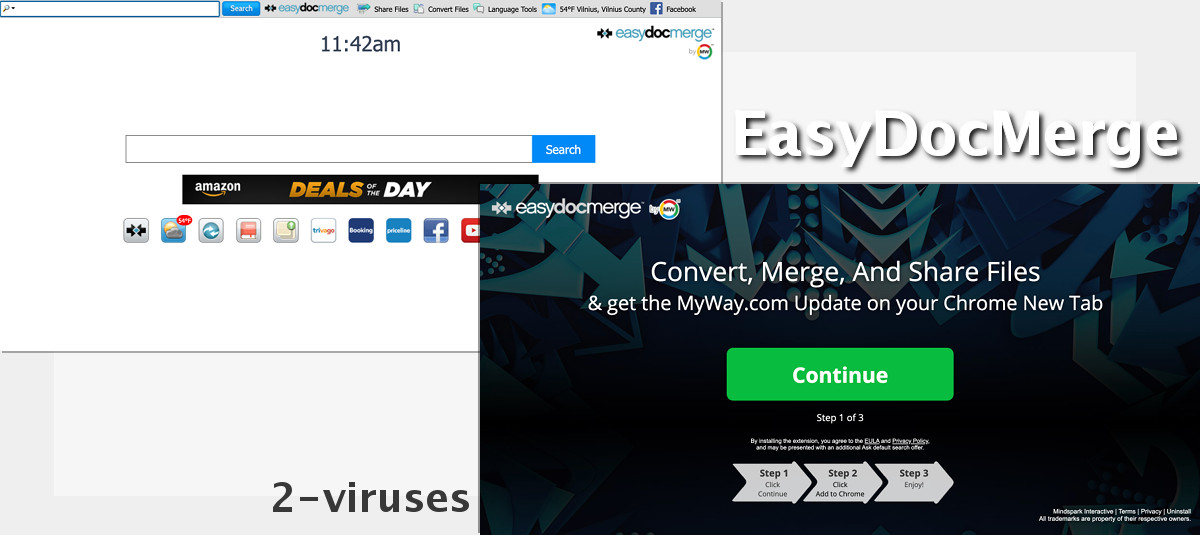 "EasyDocMerge", the new tab page and the installation page