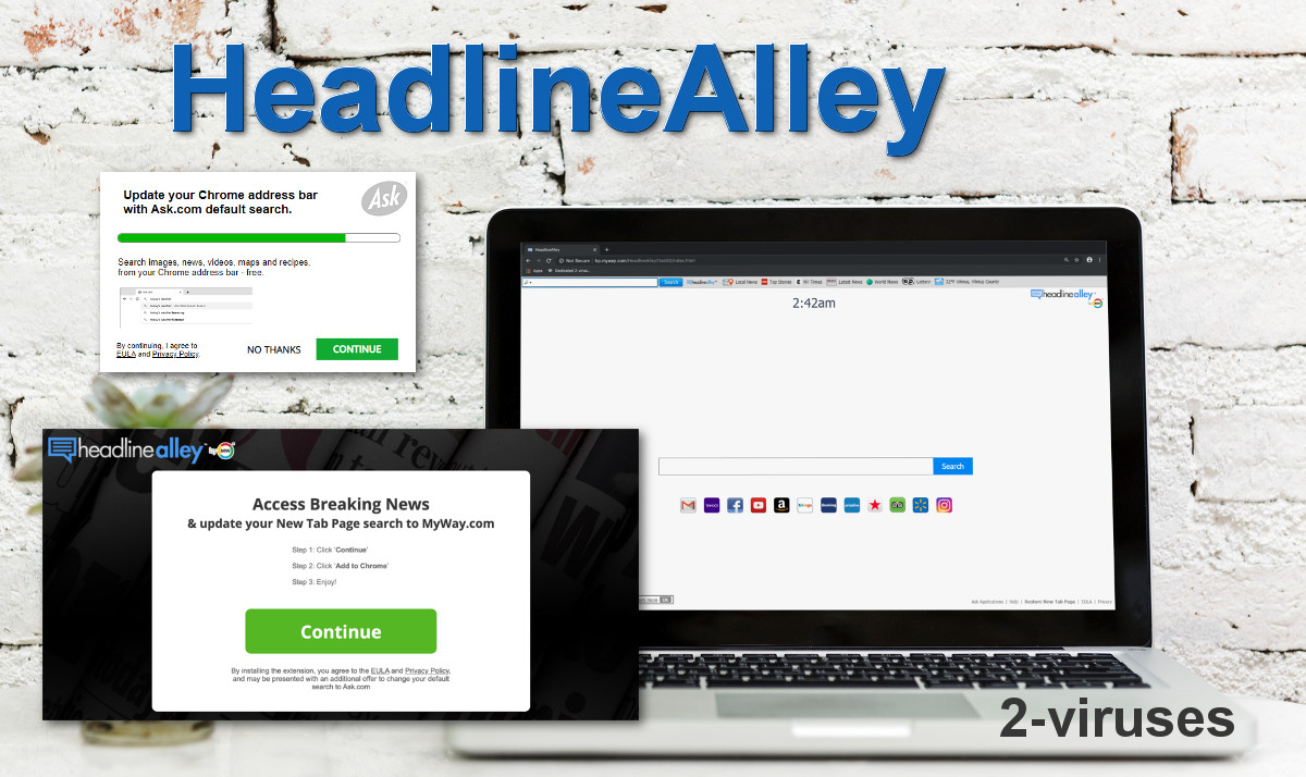 "HeadlineAlley", Search extension by ask's installation offer