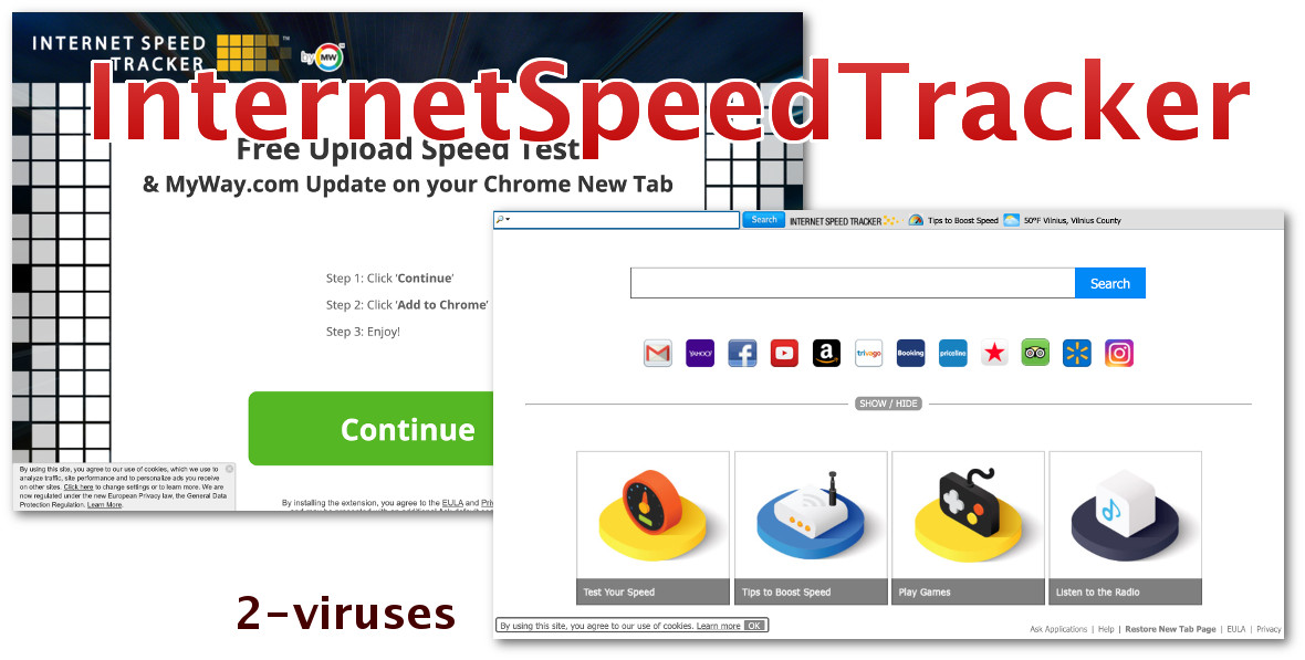 "InternetSpeedTracker", the installation site and the new tab page