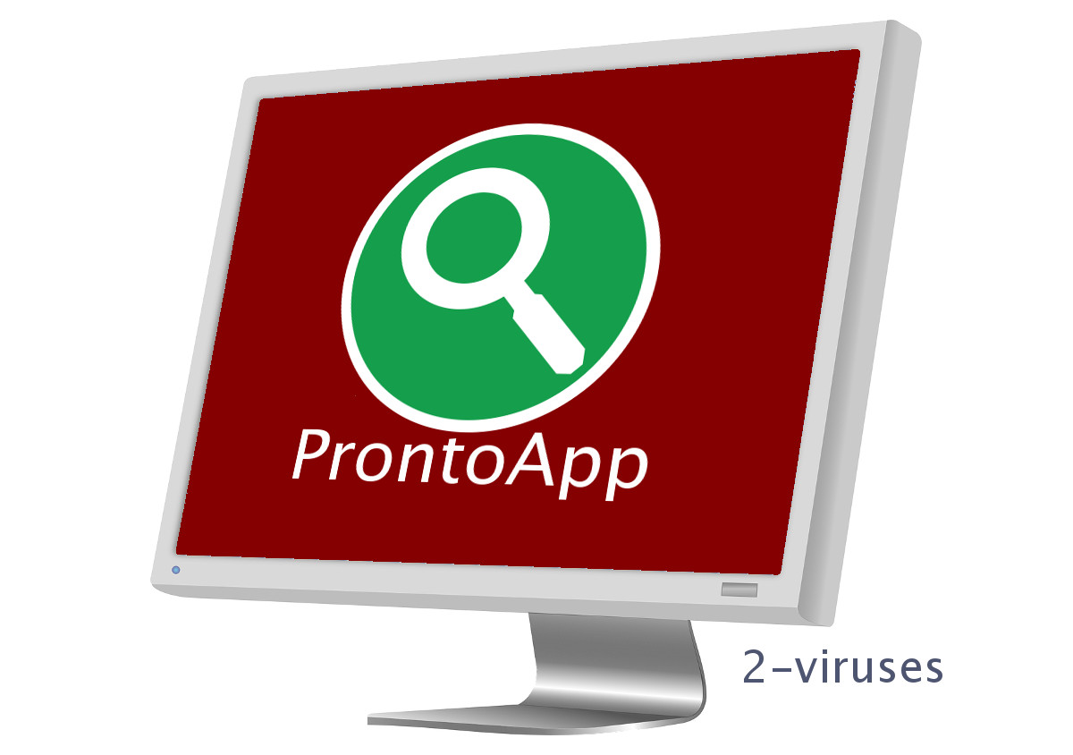"ProntoApp", the icon of a green circle and a white magnifying glass