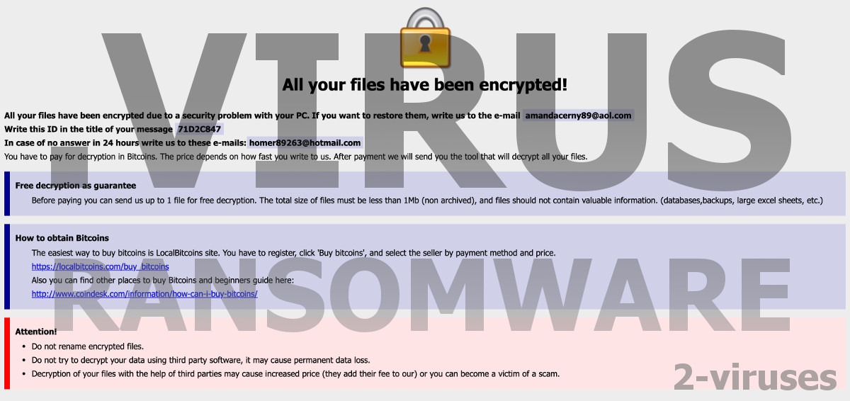 ".virus ransomware", the ransom note