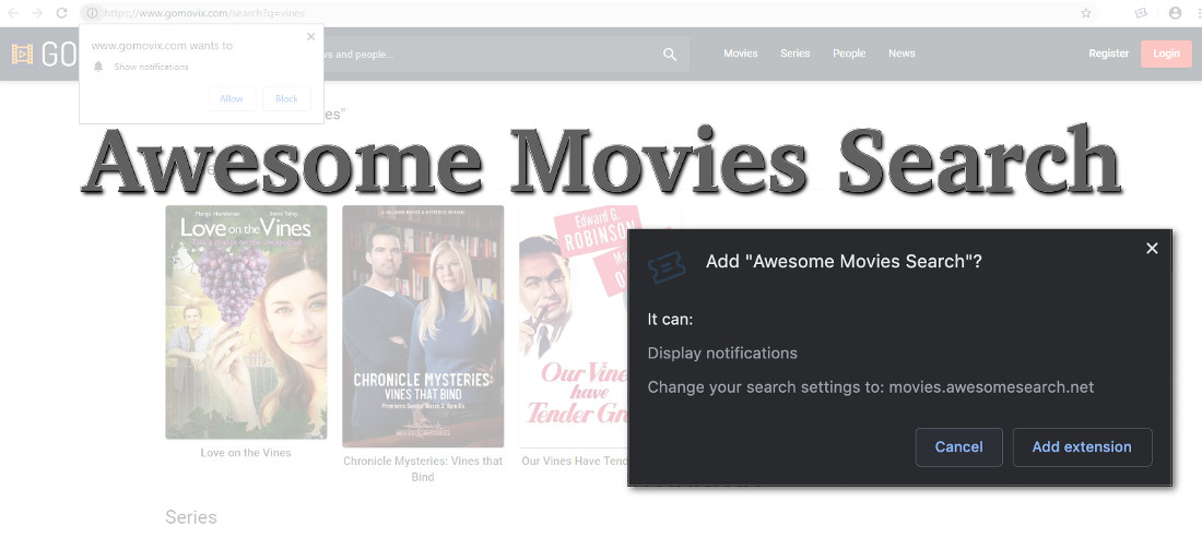 "Awesome Movies Search", a gomovix page