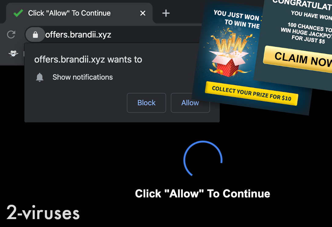 Brandii.xyz asks you to allow notifications.