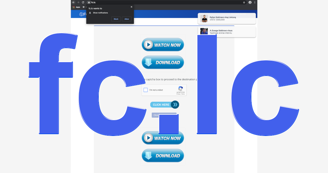 Fc.lc has a lot of ads disguised as download buttons.