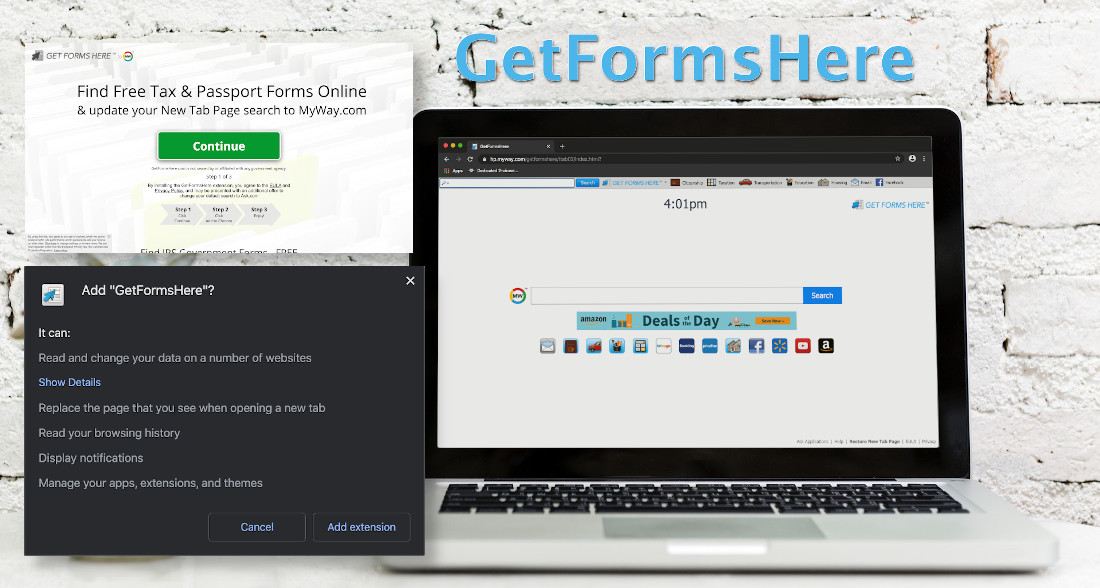 GetFormsHere's new tab page has a search bar in the middle.
