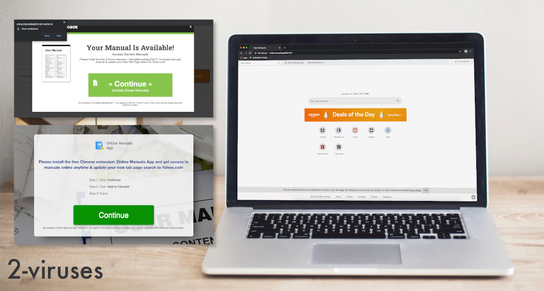Online Manuals App is installed after visiting fake manuals sites.