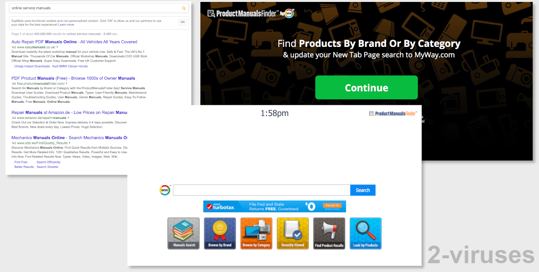 ProductManualsFinder can be found in ads by adware viruses.