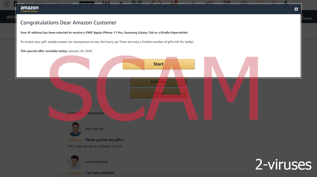 "Congratulations dear Amazon customer" scam is one of the ads spread by R.adport.io.