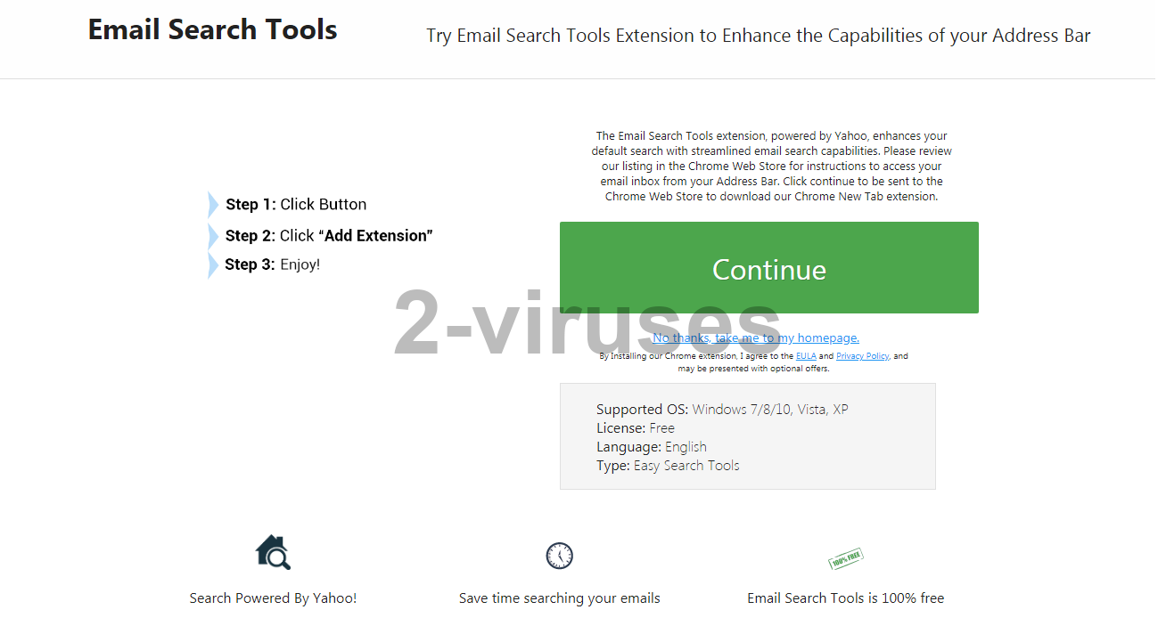 Email Search Tools offer after App Discovery Tools with a big green "Continue" button.
