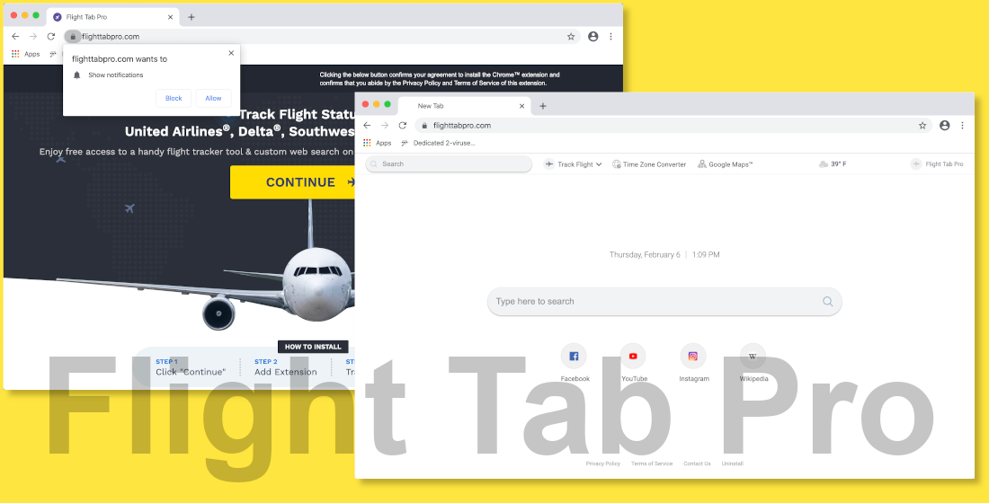 Flight Tab Pro new tab page looks like a generic newtab virus.