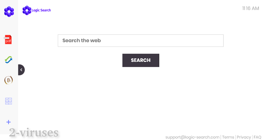 Logic Search's homepage has a search bar that leads to yahoo.