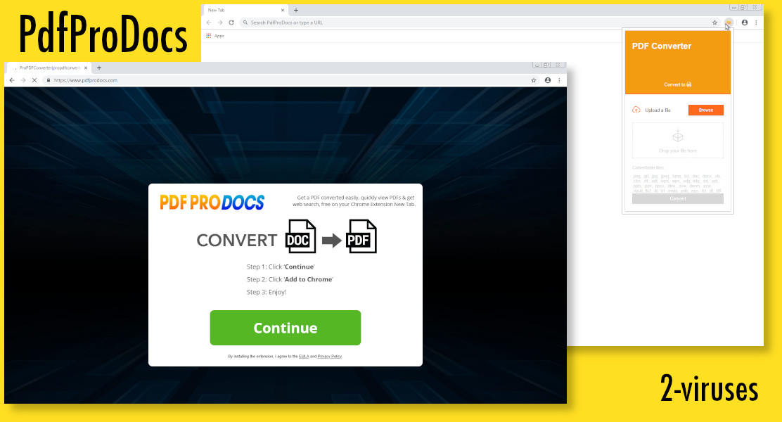 PdfProDocs gets installed from a page that could be called deceptive.