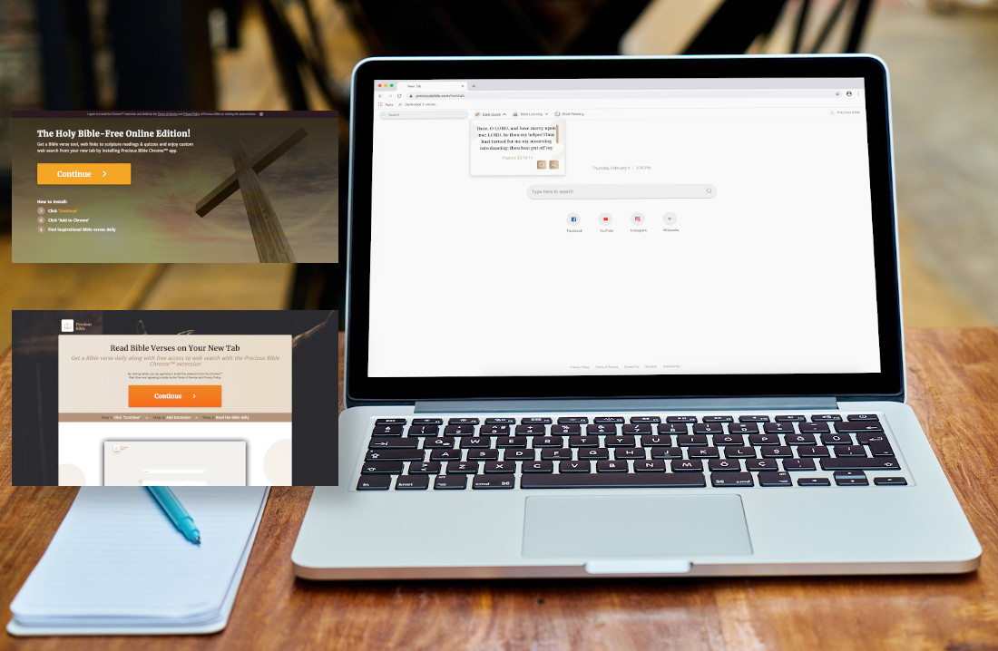 Preciousbible.com has a few different promotional screens.