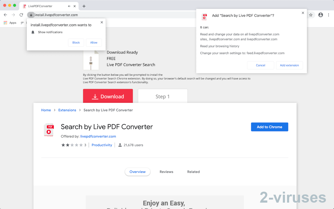 LivePDFConverter is promoted with deceptive ads.