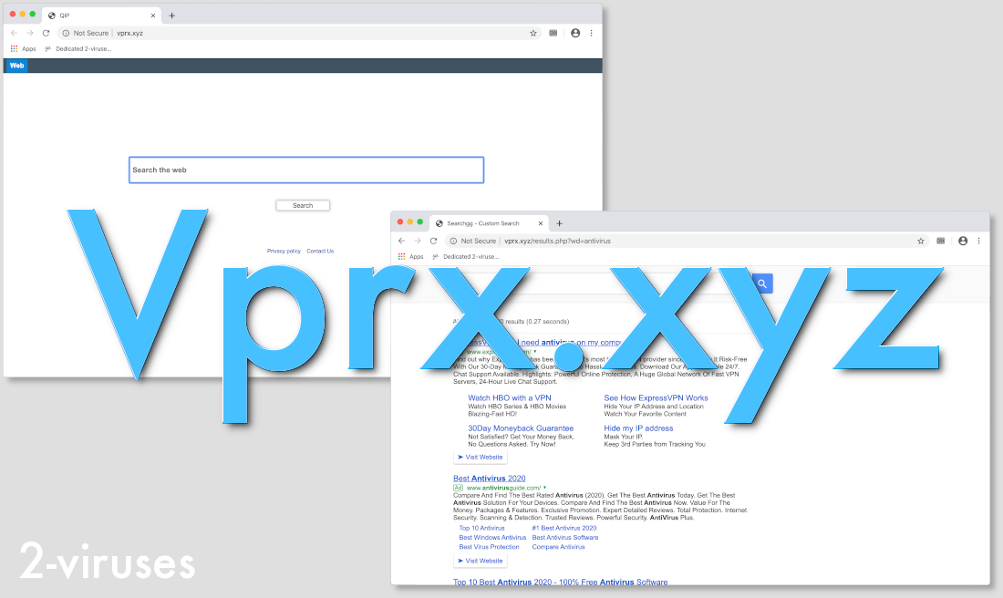 Vprx.xyz is a custom search engine and the results are full of ads.