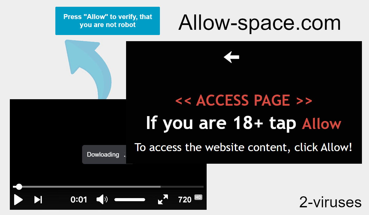 Allow-space.com asks in various ways to click its allow button.