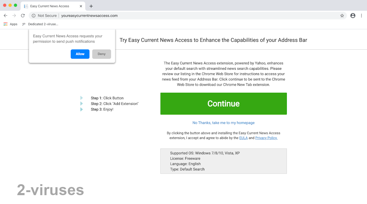 Easy Current News Access uses "Continue" as its call to action.