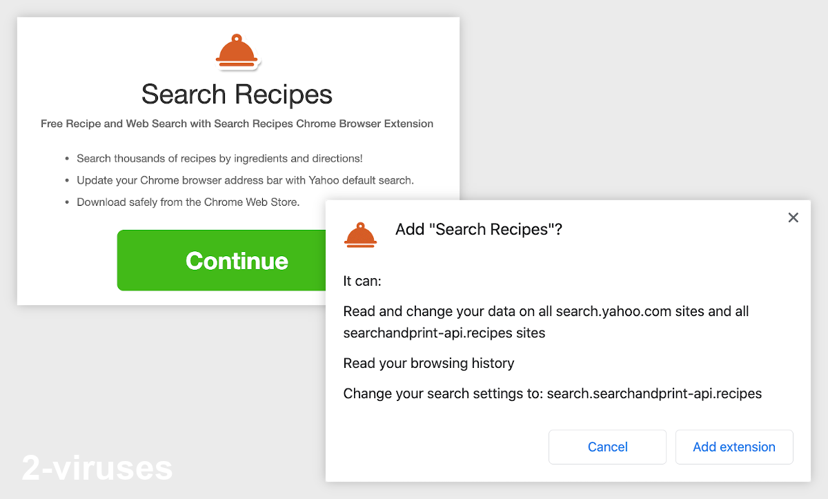 Search Recipes asks to change your search settings.