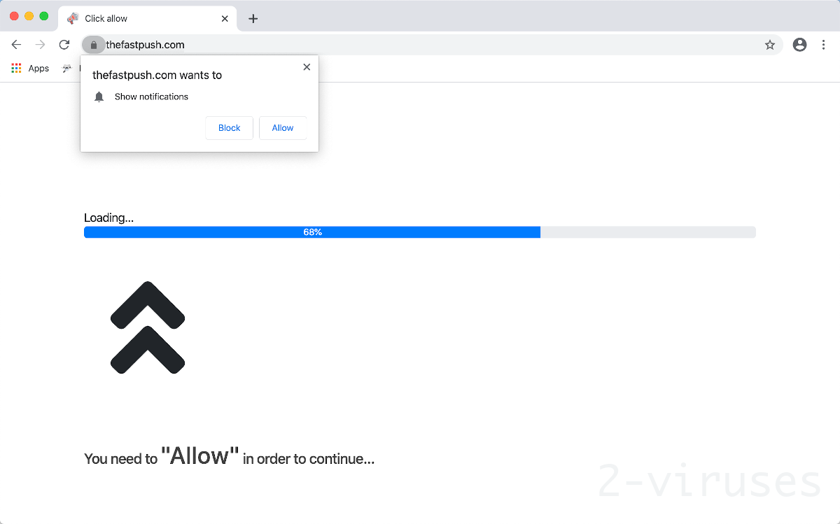 Thefastpush.com pretends that it's downloading something.