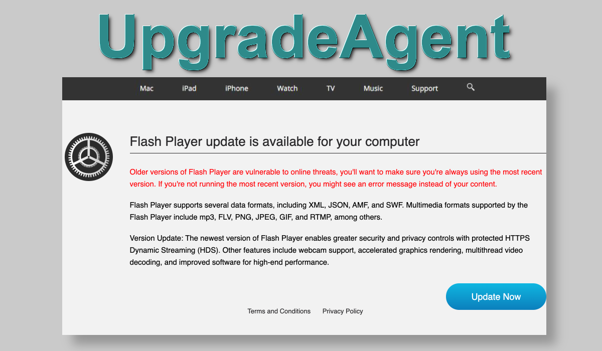 UpgradeAgent spreads via fake Flash updates.