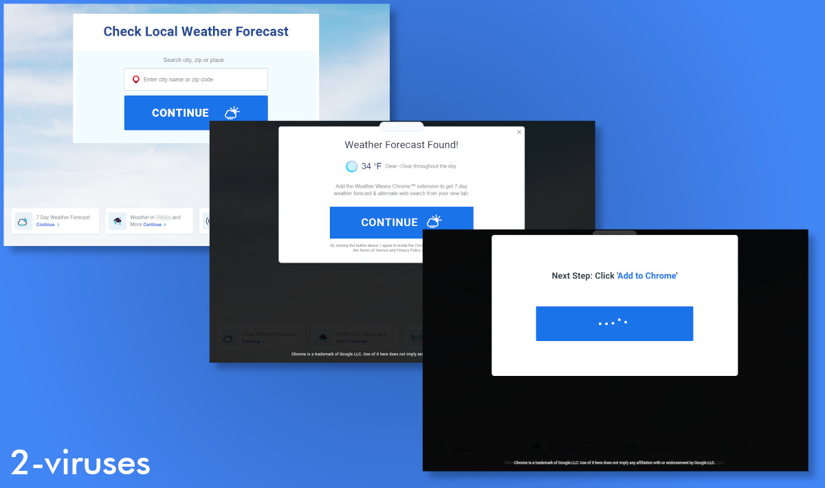 Weather Waves says: "Weather forecast found! Click Add to Chrome".