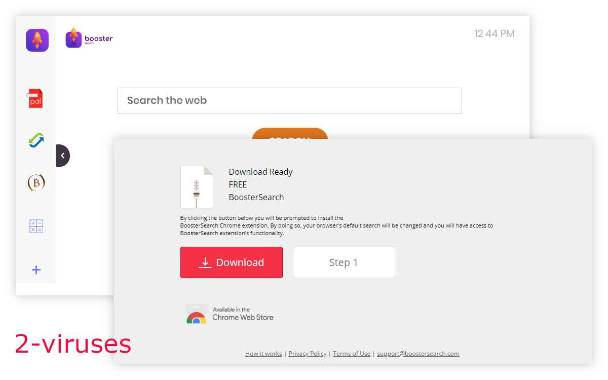 Booster Search uses the "Download ready: template to trick people.