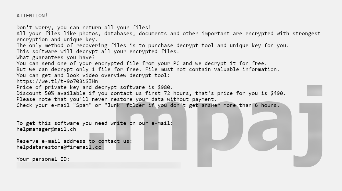 Mpaj's ransom note asks for up to $980.