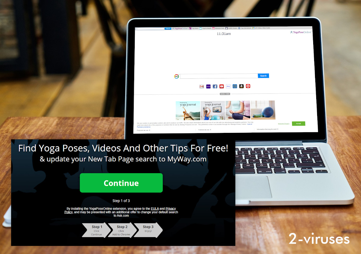 YogaPoseOnline's new tab page is very basic and uses an outdated design.